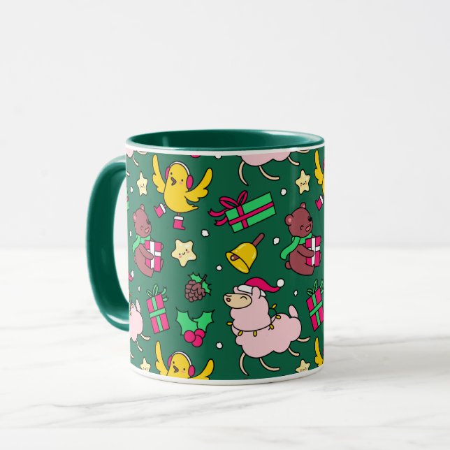 Funny Christmas Llama Tasse (Vorderseite Links)