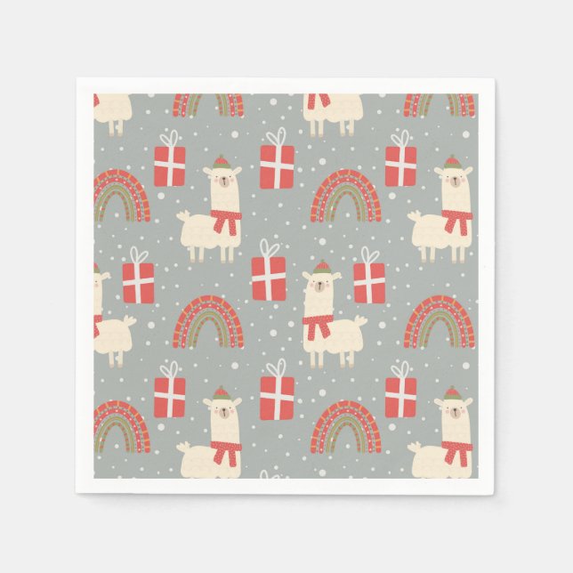 Funny Christmas Llamas Napkins Serviette (Vorderseite)