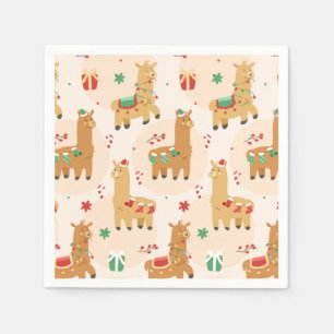 Funny Christmas Llamas Serviette