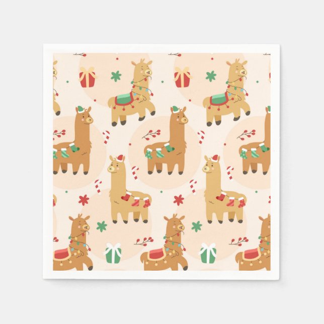Funny Christmas Llamas Serviette (Vorderseite)