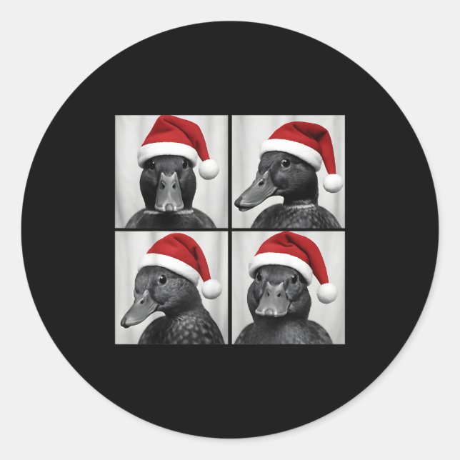 Funny Christmas Mallard Duck Santa Photo Booth  Runder Aufkleber (Vorderseite)