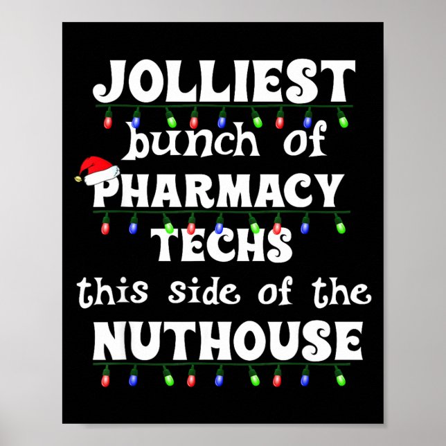 Funny Christmas Matching Group Work Pharmacy Techn Poster (Vorne)
