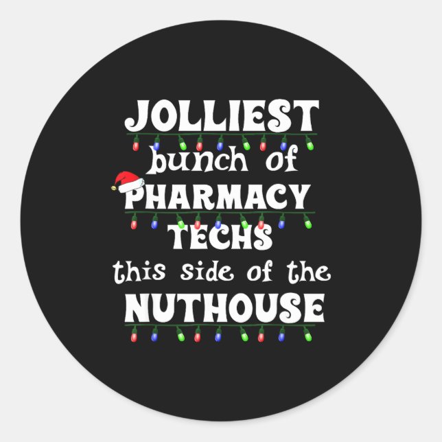 Funny Christmas Matching Group Work Pharmacy Techn Runder Aufkleber (Vorderseite)
