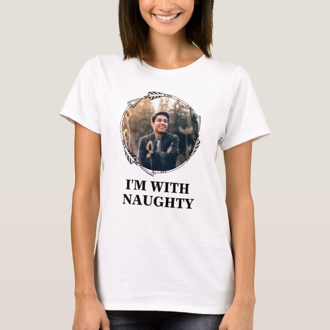 Funny Christmas Matching Paar nacktes nettes Foto T-Shirt (Vorderseite)