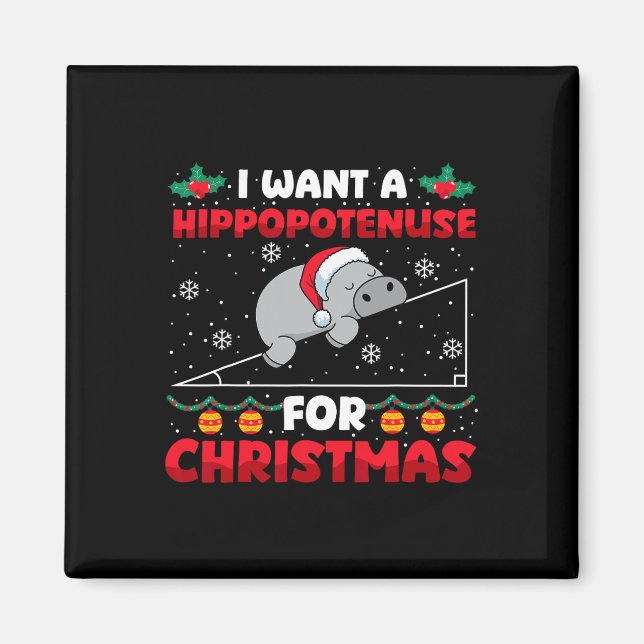 Funny Christmas Math Lehrer Hippopotenuse Math Lo Magnet (Vorne)