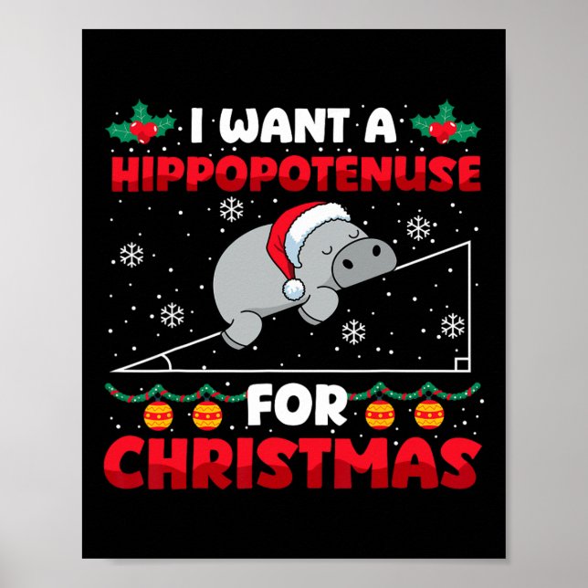 Funny Christmas Math Lehrer Hippopotenuse Math Lo Poster (Vorne)