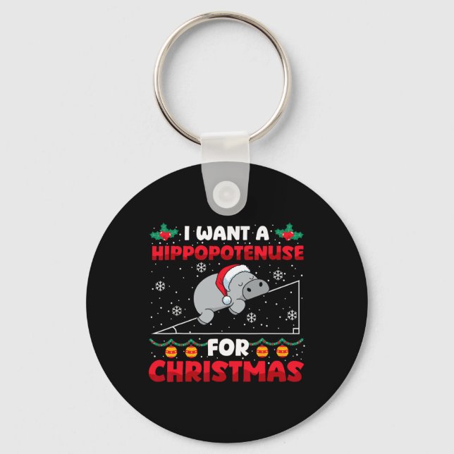 Funny Christmas Math Lehrer Hippopotenuse Math Lo Schlüsselanhänger (Vorderseite)