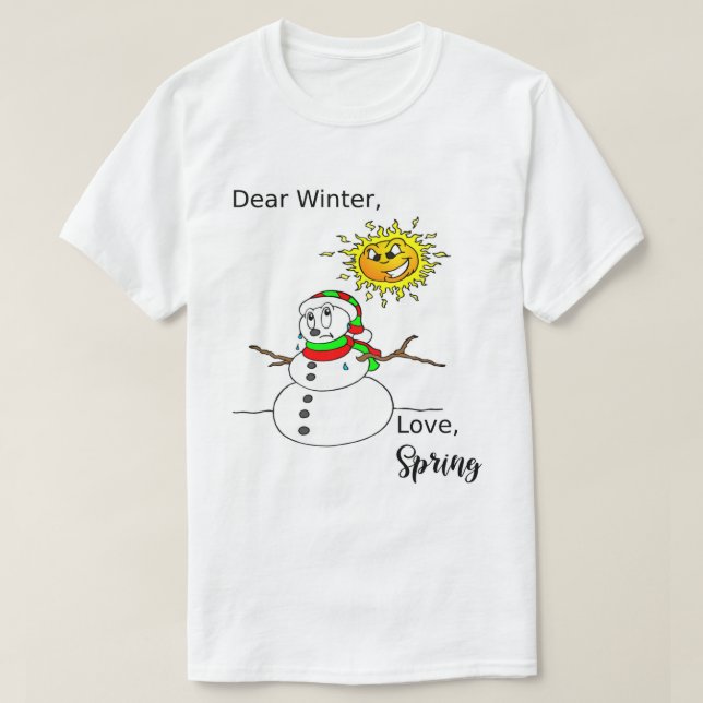 Funny Christmas Melmeldet Snowman Winter Frühling T-Shirt (Design vorne)