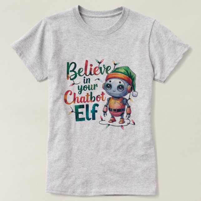 🤖 Funny Christmas Memans glauben an Chatbot Elf A T-Shirt (Design vorne)