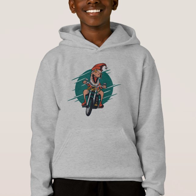 Funny Christmas Meme 2020 T Rex Biker Hoodie (Vorderseite)