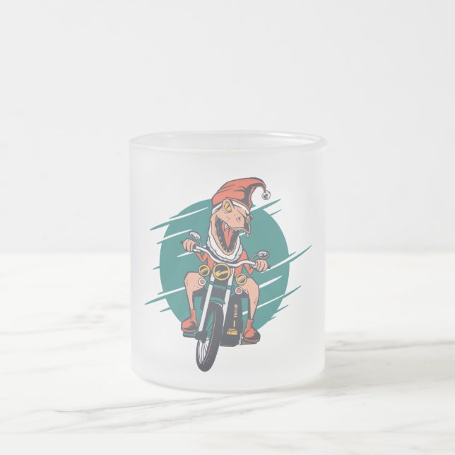 Funny Christmas Meme 2020 T Rex Biker Mattglastasse (Mittel)