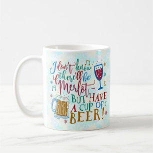 Funny Christmas Merlot Wine Typografy Spaß Kaffeetasse