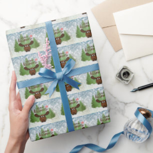 Funny Christmas Merry Kissmoose Geschenkpapier