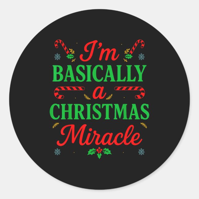 Funny Christmas Miracle Festive Xmas Pajama Humor  Runder Aufkleber (Vorderseite)