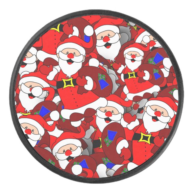 Funny Christmas Modern Whimsical Santa Collage Eishockey Puck (Vorderseite)