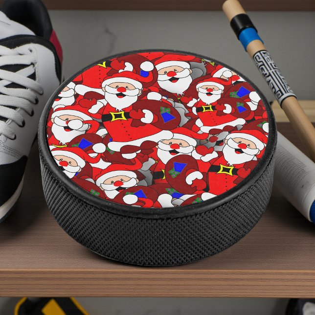 Funny Christmas Modern Whimsical Santa Collage Eishockey Puck (Von Creator hochgeladen)