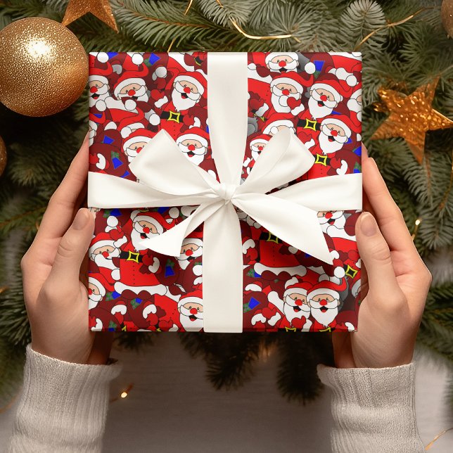 Funny Christmas Modern Whimsical Santa Collage Geschenkpapier (Von Creator hochgeladen)