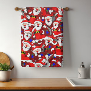 Funny Christmas Modern Whimsical Santa Collage Geschirrtuch