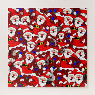 Funny Christmas Modern Whimsical Santa Collage Puzzle