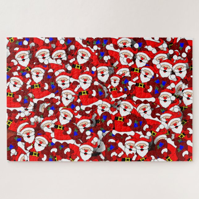 Funny Christmas Modern Whimsical Santa Collage Puzzle (Horizontal)