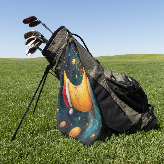 Funny Christmas Moon Galaxy Feier Golfhandtuch (Gras)
