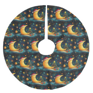 Funny Christmas Moon Galaxy Feier Polyester Weihnachtsbaumdecke