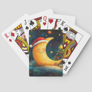 Funny Christmas Moon Galaxy Feier Spielkarten