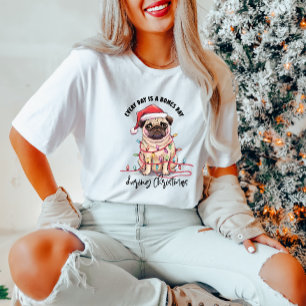 Funny Christmas Mops Frauen T - Shirt