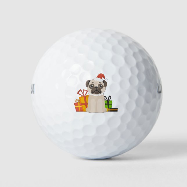 Funny Christmas Mops Hund Tier Lover Xmas Niedlich Golfball (Vorderseite)