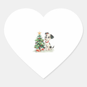 Funny Christmas Morning und Happy Dog Kostüm Herz-Aufkleber