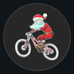 Funny Christmas Mountain Bike Runder Aufkleber<br><div class="desc">Funny Christmas Mountain Bike</div>