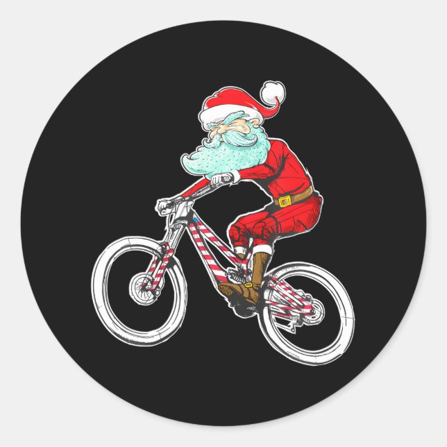 Funny Christmas Mountain Bike Runder Aufkleber (Vorderseite)