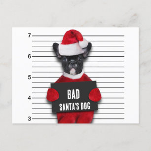 Funny Christmas Mugshot Bad Santa's Dog Feiertagspostkarte