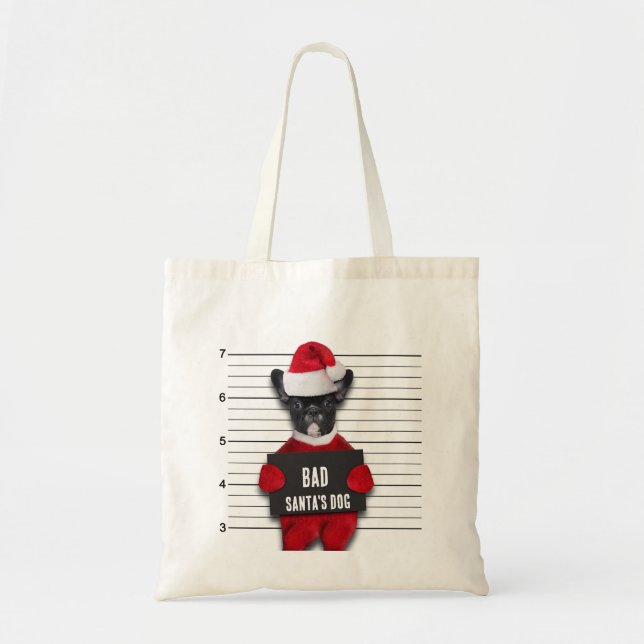 Funny Christmas Mugshot Bad Santa's Dog Tragetasche (Vorne)