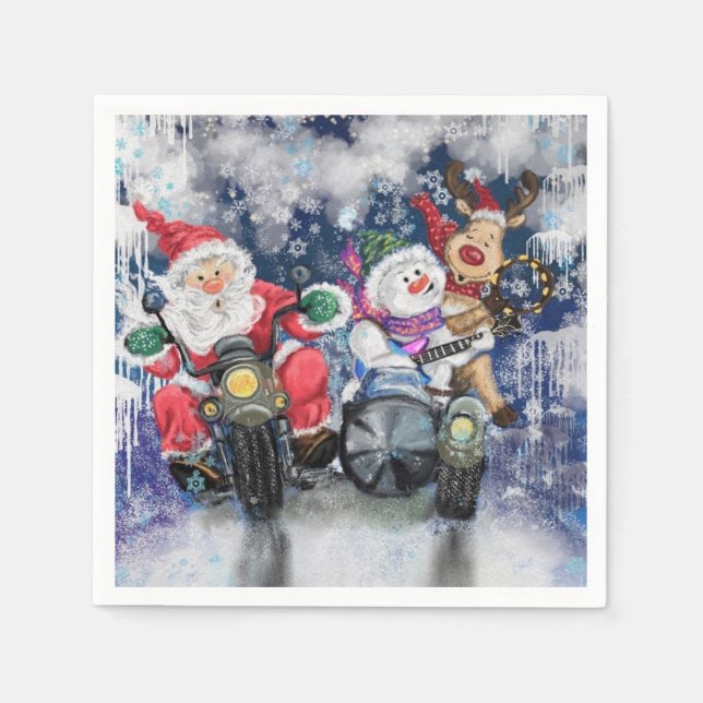 Funny Christmas Napkins Glückliche Weihnachtsfreun Serviette (Vorderseite)