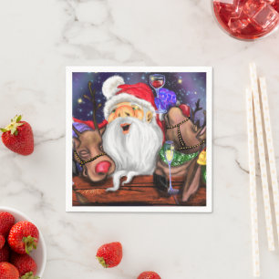 Funny Christmas Napkins Santa und Reindeers Serviette