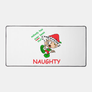 Funny Christmas Naughty Overwhelmed Elf Holiday Schreibtischunterlage