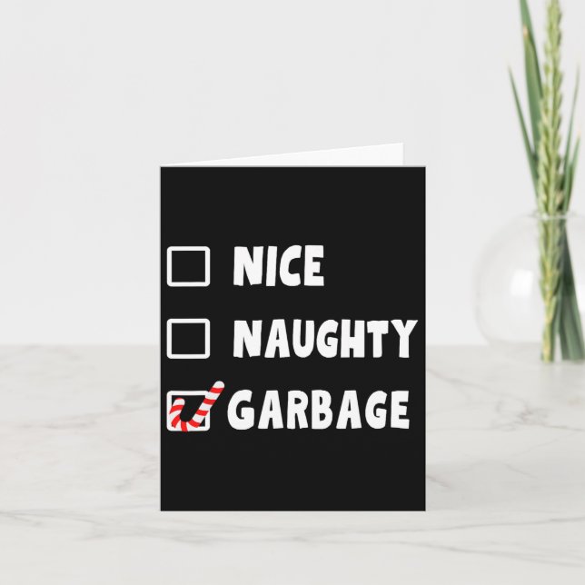 Funny Christmas Nice Naughty Garbage Trump Unterst Karte (Vorderseite)