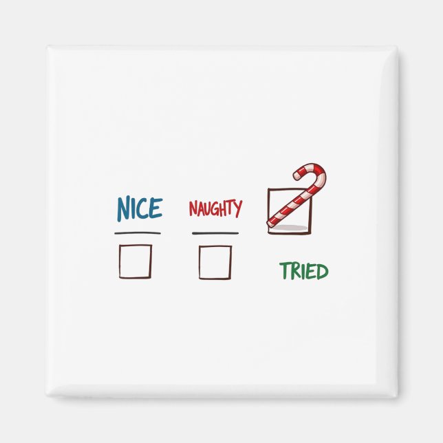 Funny Christmas Nice Naughty I Triday Xmas Magnet (Vorne)