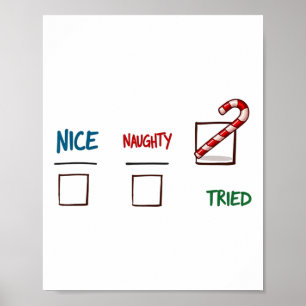 Funny Christmas Nice Naughty I Triday Xmas Poster