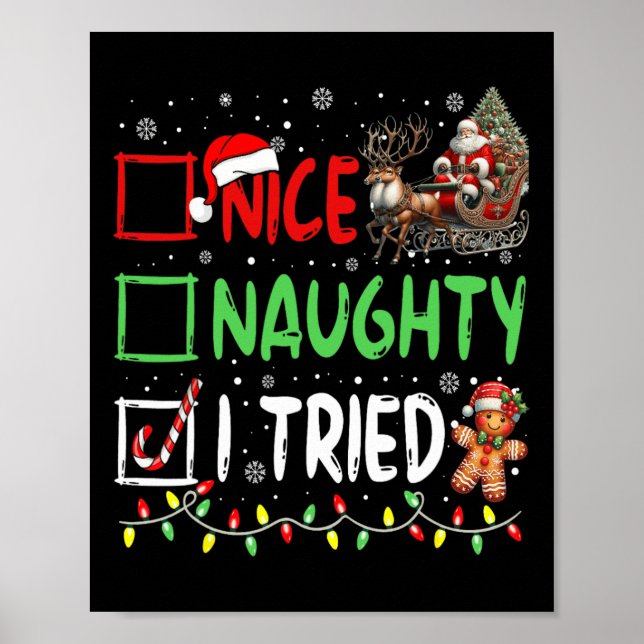 Funny Christmas Nice Naughty I Triday Xmas Poster (Vorne)