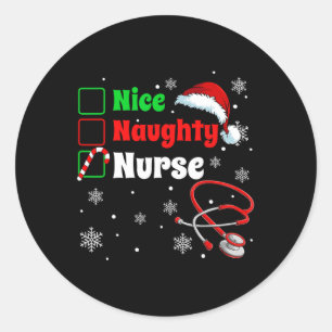 Funny Christmas Nice Naughty Nurse Scrub Top Men W Runder Aufkleber