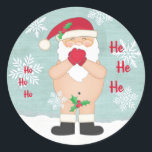 Funny Christmas Niedlich Custom Naughty Santa Runder Aufkleber<br><div class="desc">Funny Christmas Niedlich Custom Naughty Santa Classic Runde Aufkleber Jamiecreets1</div>