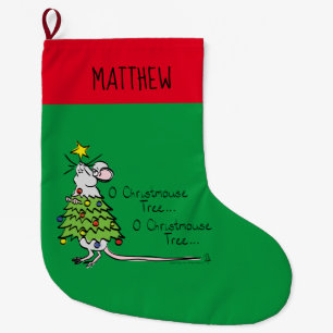 Funny Christmas Niedlich Mouse Tree Cartoon Großer Weihnachtsstrumpf