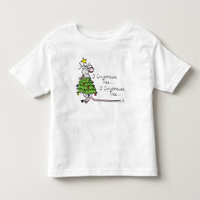Funny Christmas Niedlich Mouse Tree Cartoon Kleinkind T-shirt (Vorderseite)