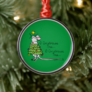 Funny Christmas Niedlich Mouse Tree Cartoon Ornament Aus Metall