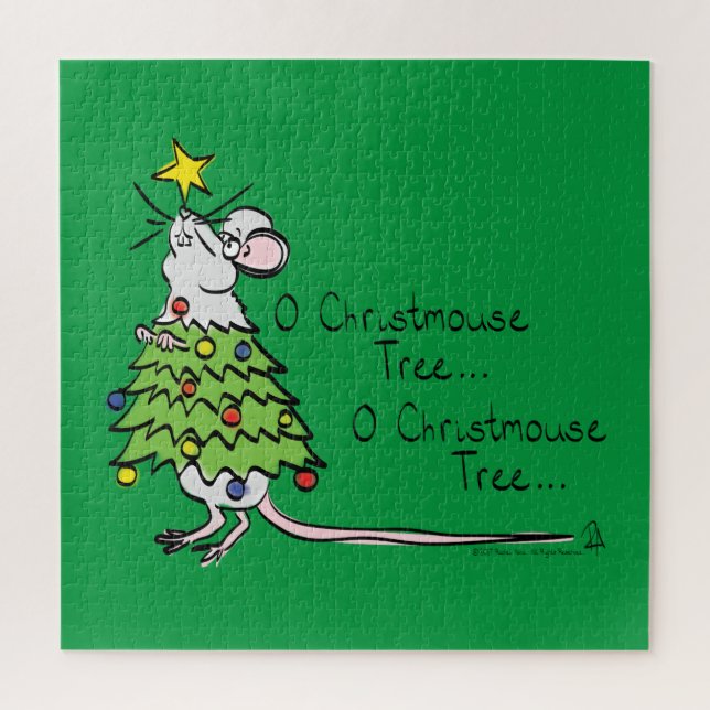 Funny Christmas Niedlich Mouse Tree Cartoon Puzzle (Vertikal)