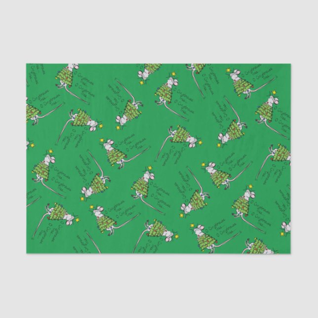Funny Christmas Niedlich Mouse Tree Cartoon Seidenpapier (Vorderseite)