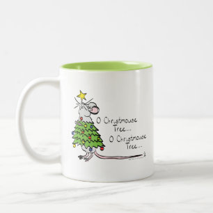 Funny Christmas Niedlich Mouse Tree Cartoon Zweifarbige Tasse