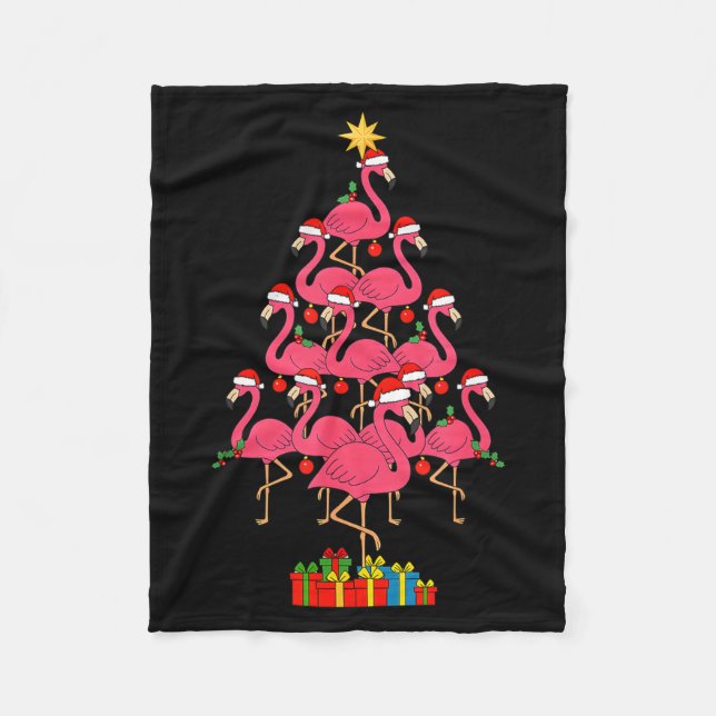 Funny Christmas Nk Flamingo Tree Holiday Bird Love Fleecedecke (Vorderseite)